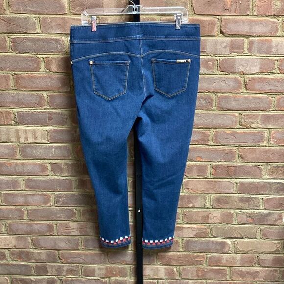 Peter Nygard 360 4Way Stretch Embroidered Crop Denim Size Large/14-16 - Picture 4 of 6
